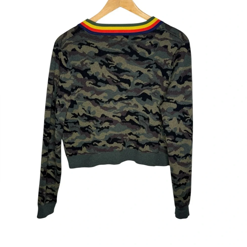 Kule The Jane Cardigan Camo Wool Blend Sweater Small